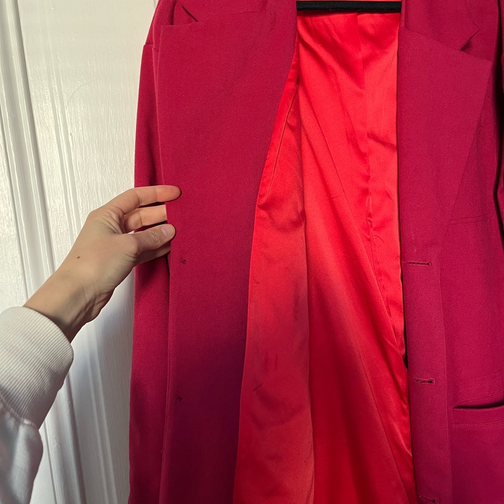 Fashion Brand Company by Penelope Gazin Bold Dark Pink Wool Coat - Picture 3 of 9